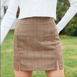 Brandy Melville plaid brown & red mini skirt